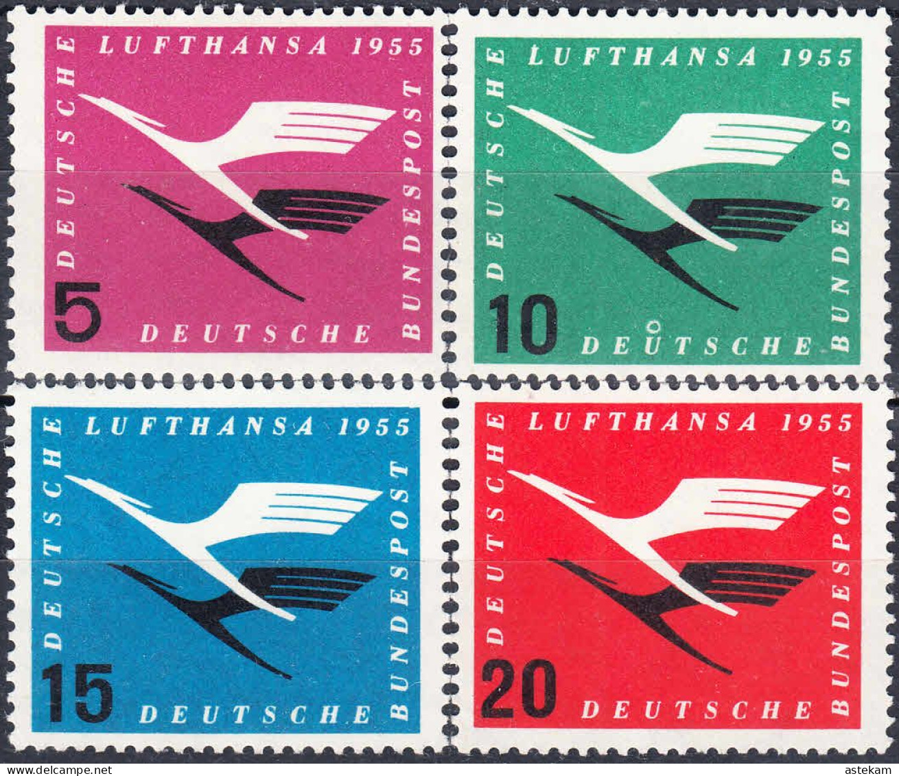 GERMANY 1955, LUFTHANSA, COMPLETE MNH SERIES With GOOD QUALITY,*** - Unused Stamps