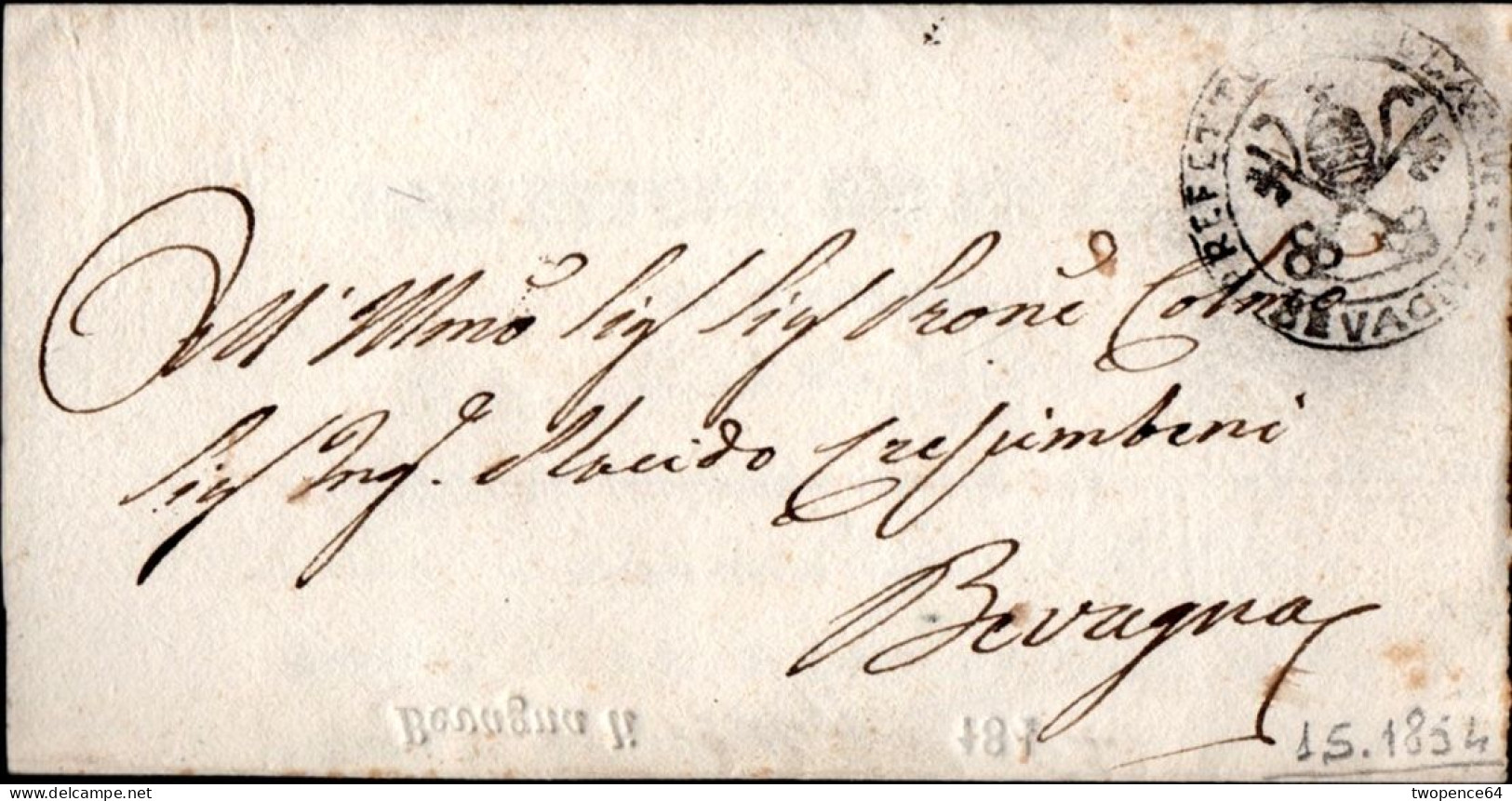 B8 - LETTERA  DA BEVAGNA 1854 - 1. ...-1850 Prephilately