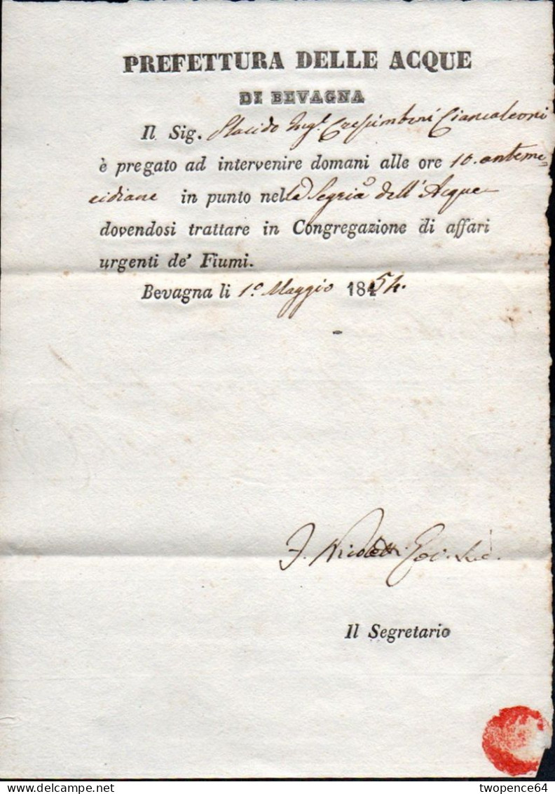 B8 - LETTERA  DA BEVAGNA 1854 - ...-1850 Préphilatélie