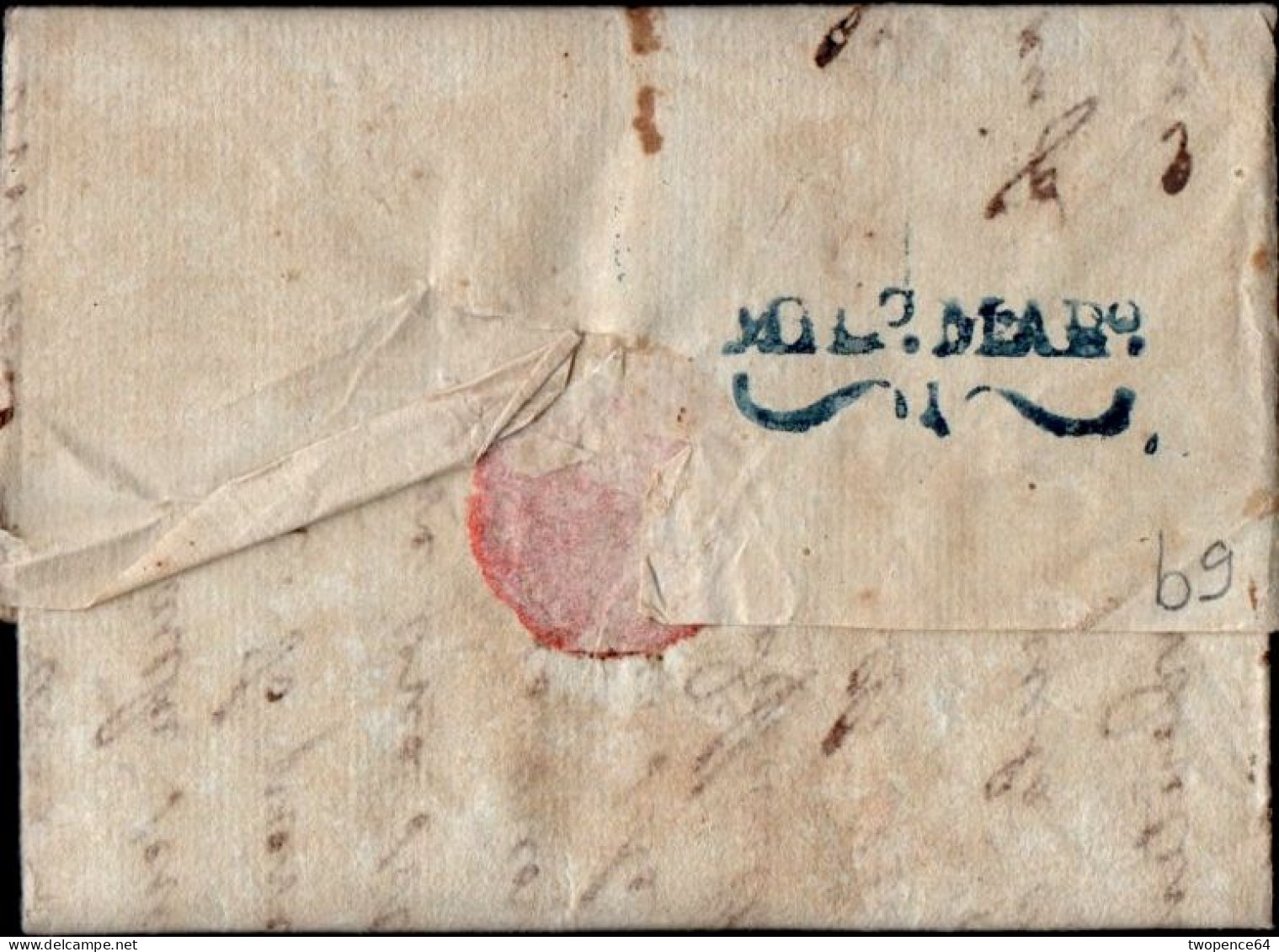 B9 - LETTERA  PREFILATELICA DA GENOVA A MILANO 1800 - 1. ...-1850 Prephilately