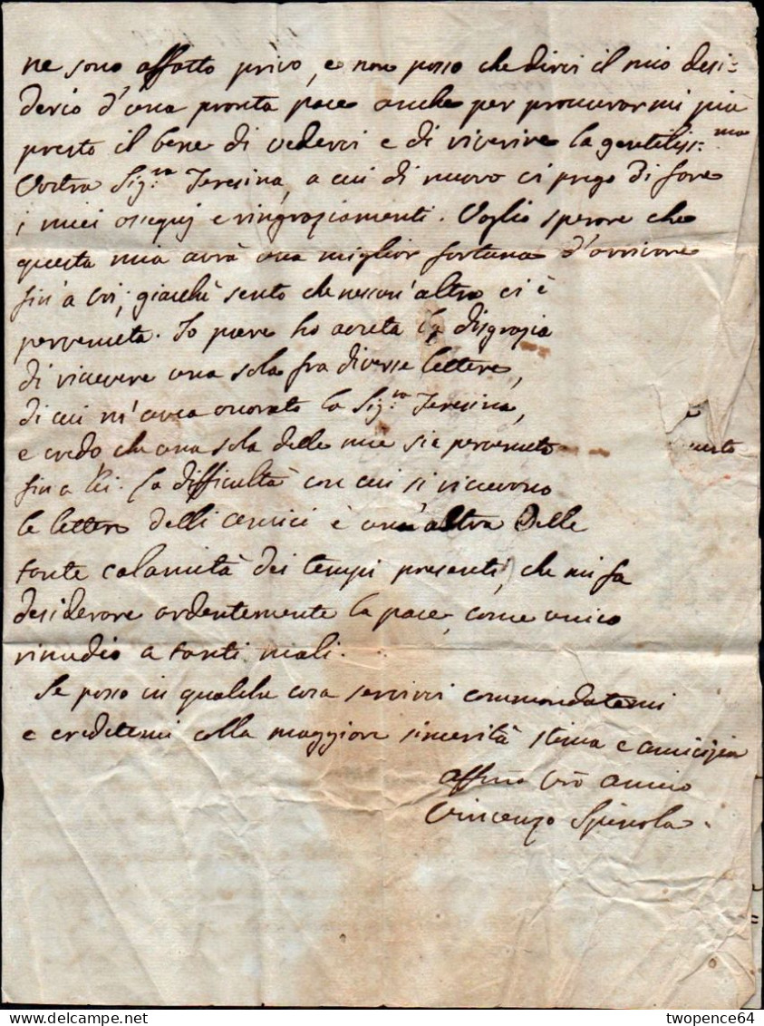 B9 - LETTERA  PREFILATELICA DA GENOVA A MILANO 1800 - ...-1850 Voorfilatelie