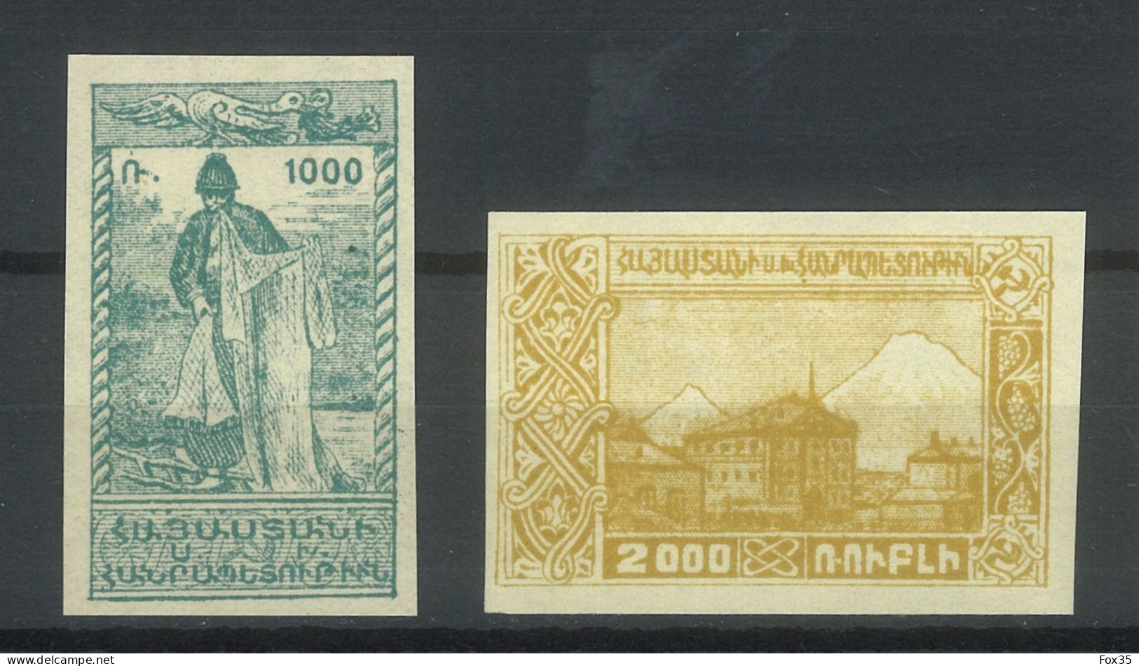 Armenia 1919-1923, 1921 First Constantinople Pictorials Issue set, imperforated, sold as genuine, CV 57€