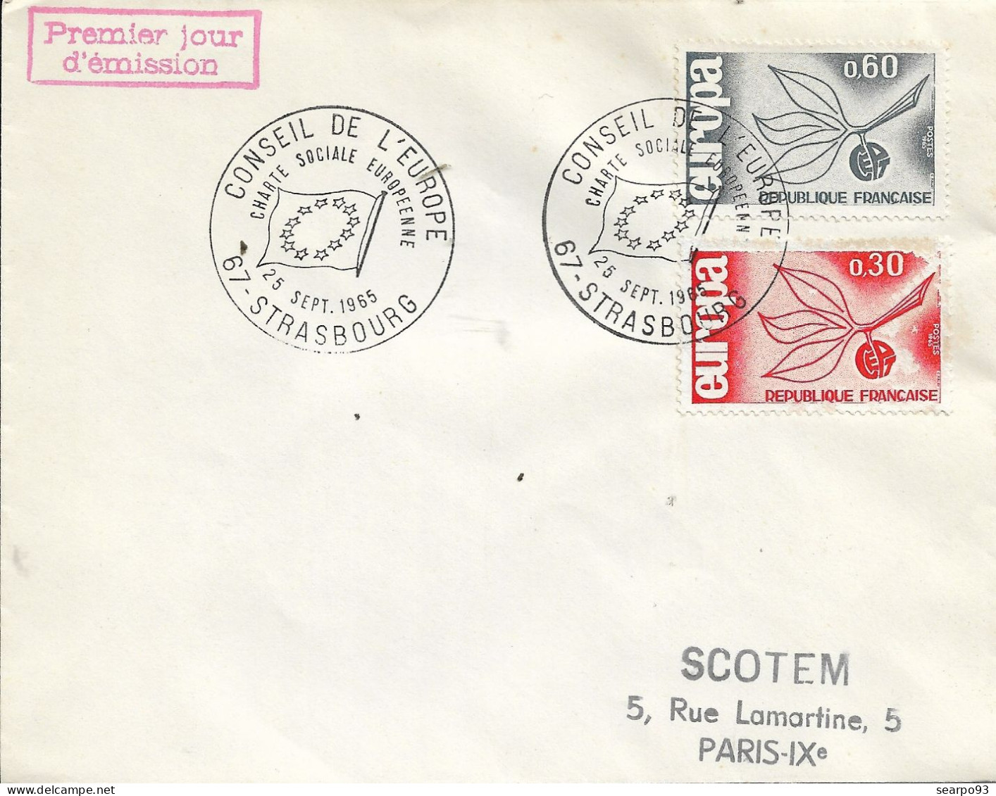 FRANCE. FDC. EUROPA CEPT. STRASBOURG. 1965 - 1960-1969