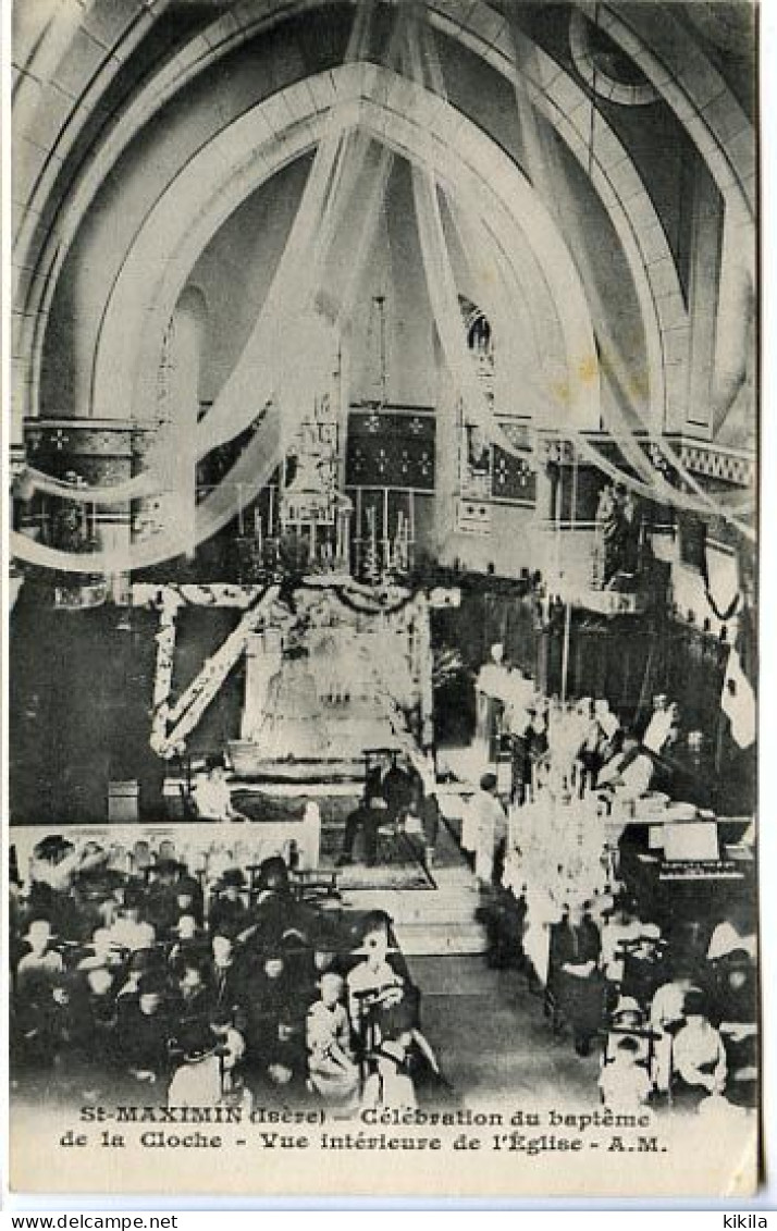 CPA  9 X 14 Isère SAINT MAXIMIN   Célébration Du Baptême De La Cloche - Vue Intérieur De L'Eglise - Otros & Sin Clasificación