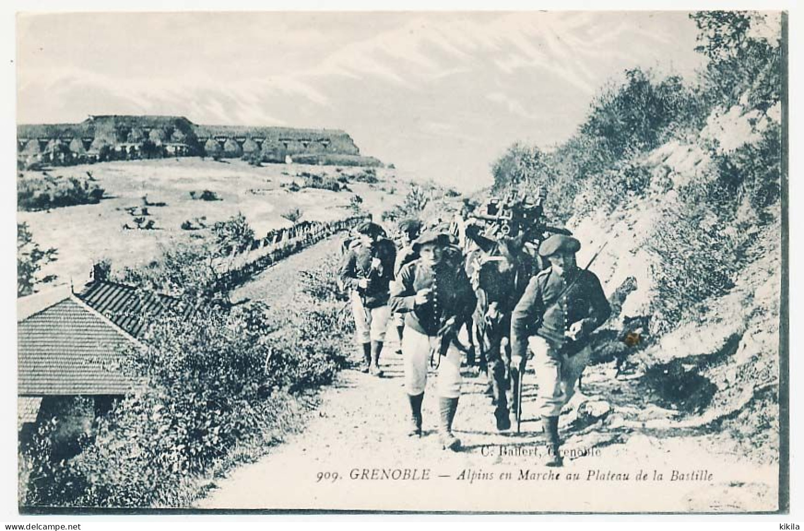 CPA 9 X 14 Isère GRENOBLE (Chasseurs) Alpins En Marche Au Plateau De La Bastille  Canon Cheval - Grenoble