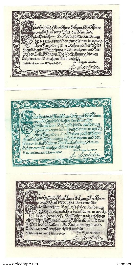 **Austria Notgeld   Schleisscheim Serie Compleet 961a - Austria