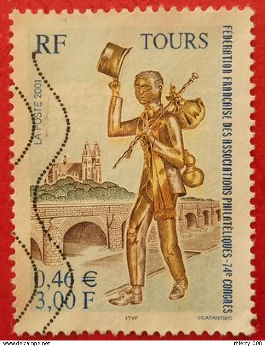 3397 France 2001 Oblitéré Congrès FFAP Tours Statuette De Compagnon De Jean Bourreau - Used Stamps