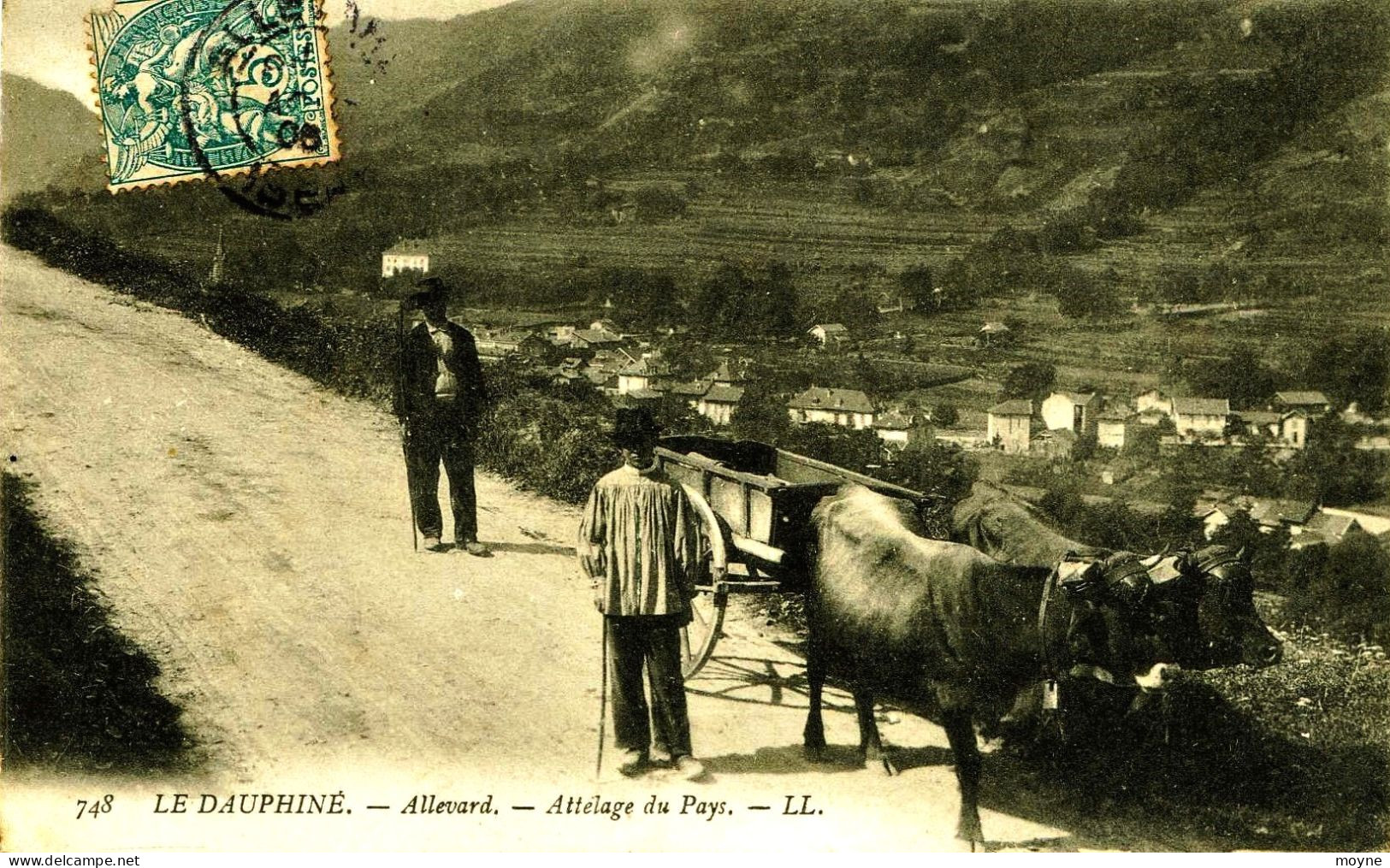 3496 -  Isére -  ALLEVARD  :  ATTELAGE  Du  PAYS  , Beau Plan    -  - Circulée En 1905 - Allevard