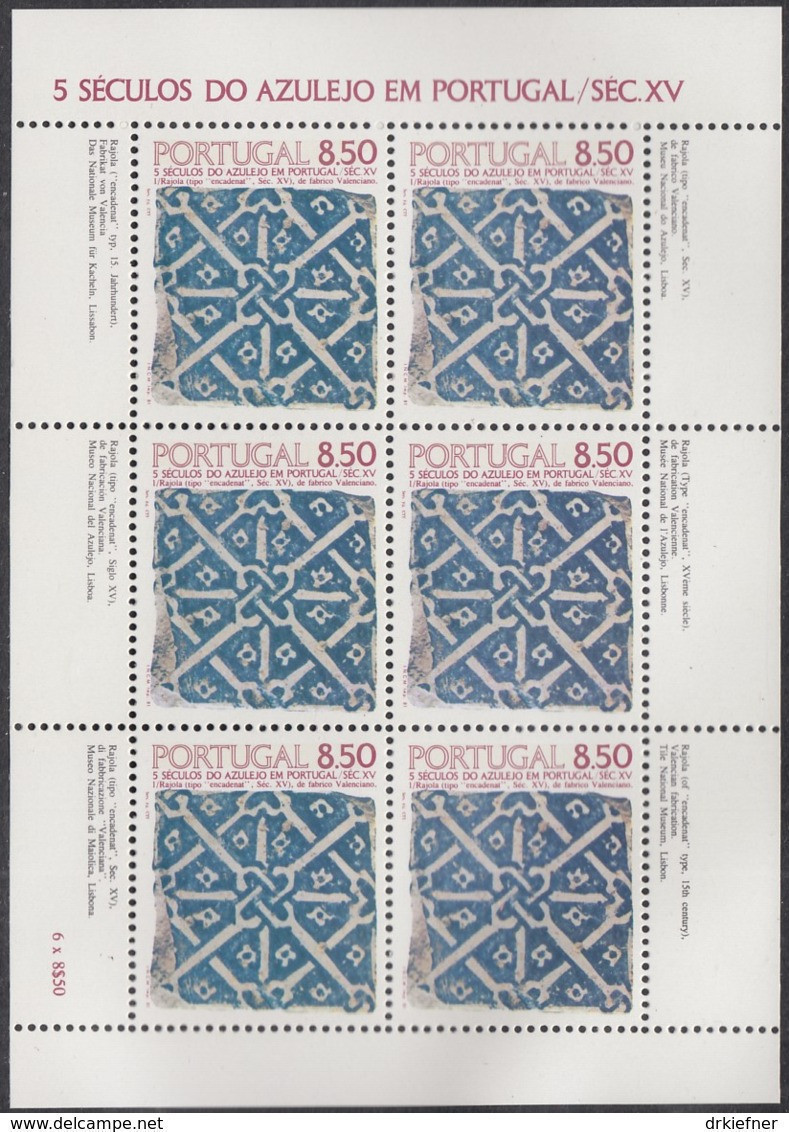 PORTUGAL  1528, Kleinbogen,postfrisch **, 500 Jahre Azulejos In Portugal, 1981 - Blocchi & Foglietti