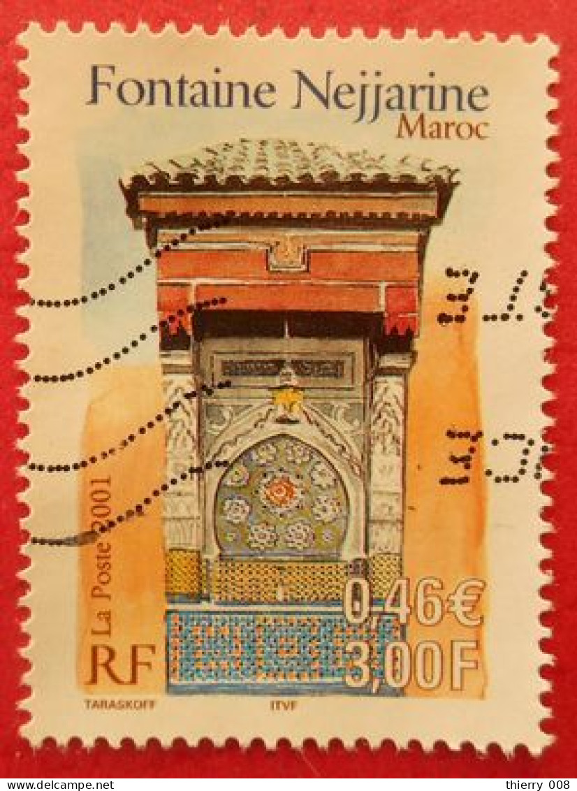 3441 France 2001 Oblitéré Fontaine Nejjirine Maroc Emission Commune - Used Stamps