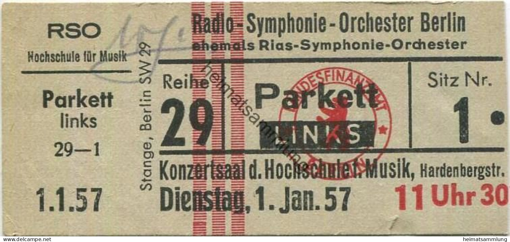 Deutschland - Berlin - Konzertsaal Der Hochschule Für Musik - Hardenbergstrasse - Radio-Symphonie-Orchester Berlin (ehem - Tickets - Vouchers