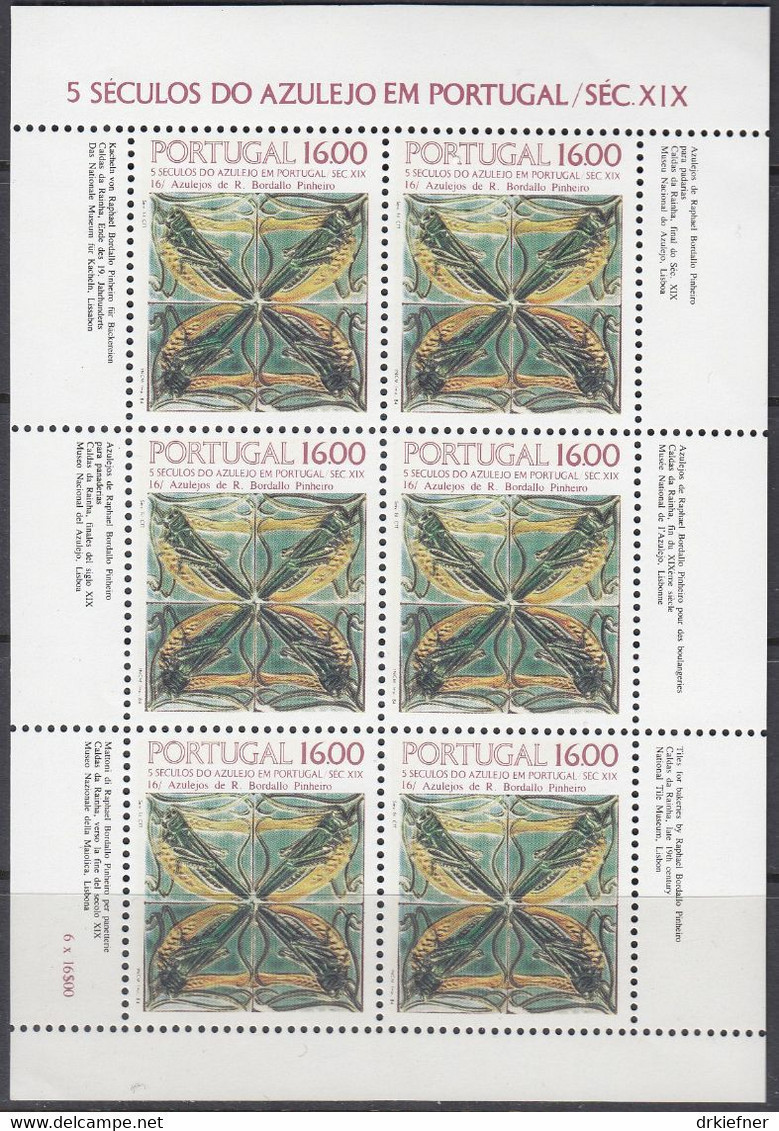 PORTUGAL 1644, Kleinbogen, Postfrisch **, 500 Jahre Azulejos In Portugal, 1984 - Blocks & Sheetlets