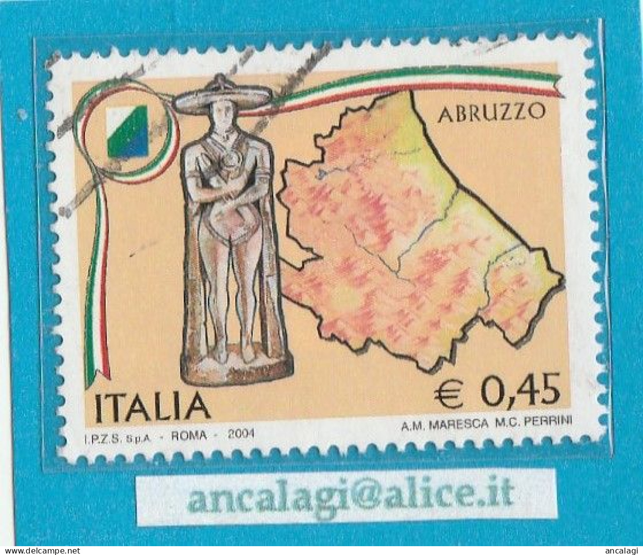 USATI ITALIA 2004 - Ref.0940 "REGIONI D'ITALIA: Abruzzo" 1 Val. - - 2001-10: Oblitérés