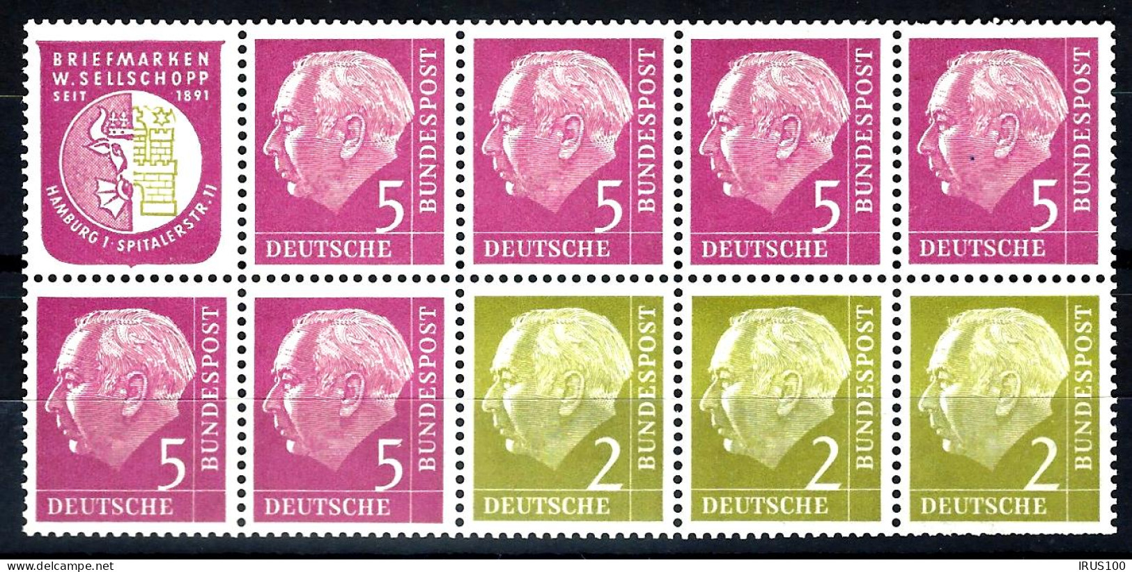 Bund BRD Heuss Heftchenblatt HBl. 6 (1954)  - Unused Stamps