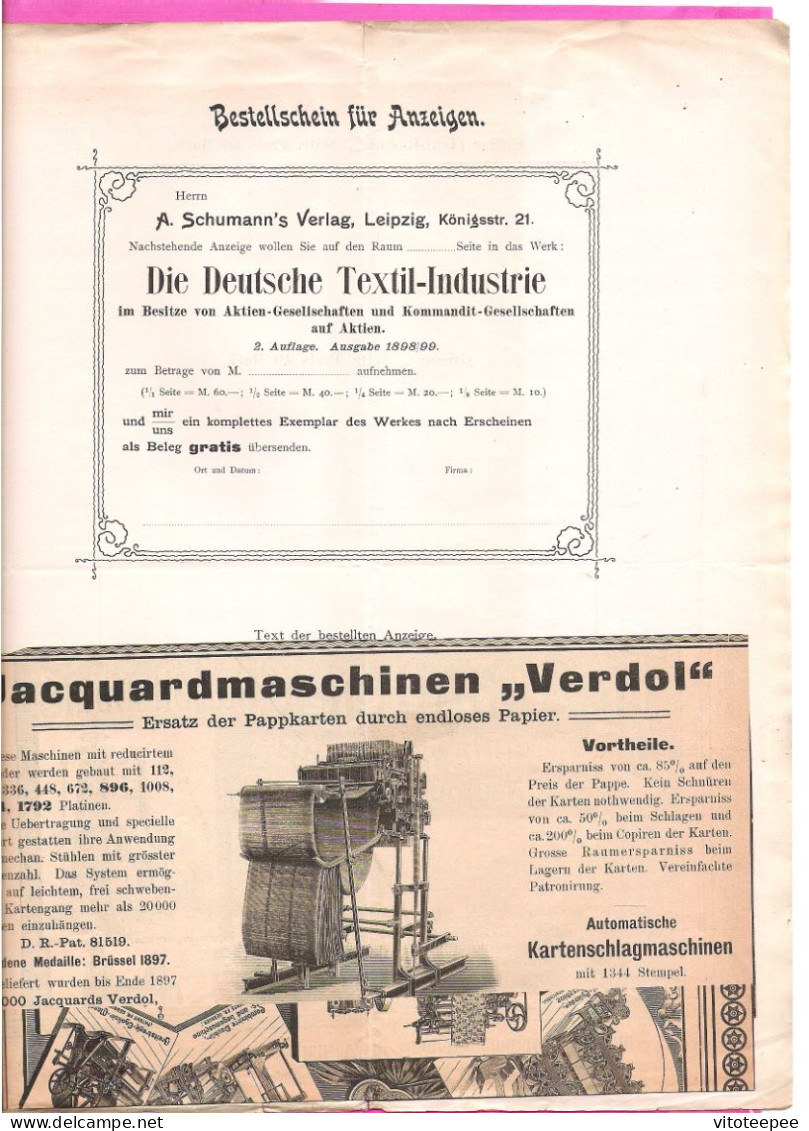 Die Deutsche Textil Industrie A.Schumann's Verlag Leipzig 1898 - 1800 – 1899