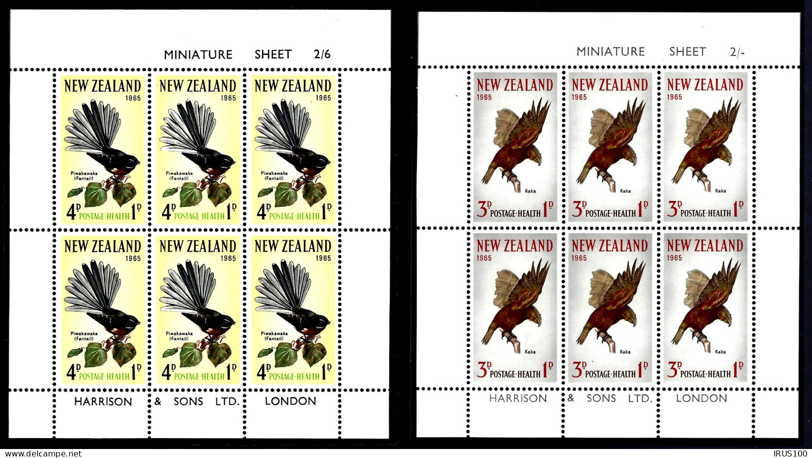 NEW ZEALAND 1965 - FEUILLET OISEAUX MNH  Mi 442-443 ** / MNH - Neufs