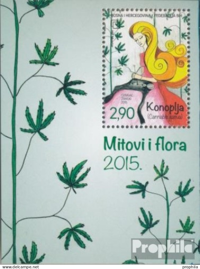 Bosnien - Kroat. Post Mostar Block35 (kompl.Ausg.) Postfrisch 2015 Mythen Und Flora - Cannabis - Bosnia Herzegovina