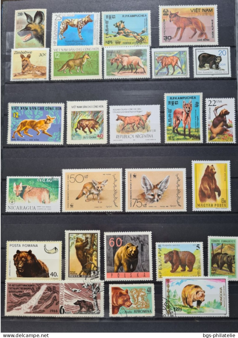 Collection de timbres sur le thème des Animaux.