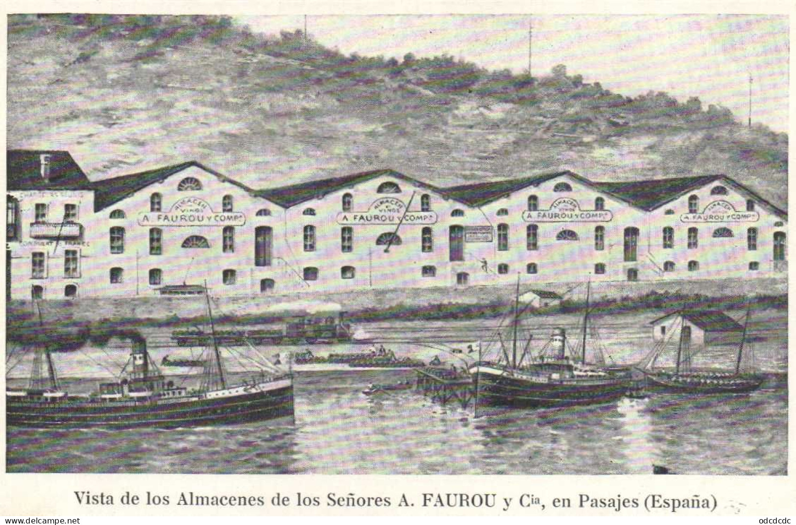 Vista De Los Almacenes De Los Senores A FAUTOU Y Cie ,en Pasajes ( Espana)  Pionnière RV   Blason - Guipúzcoa (San Sebastián)