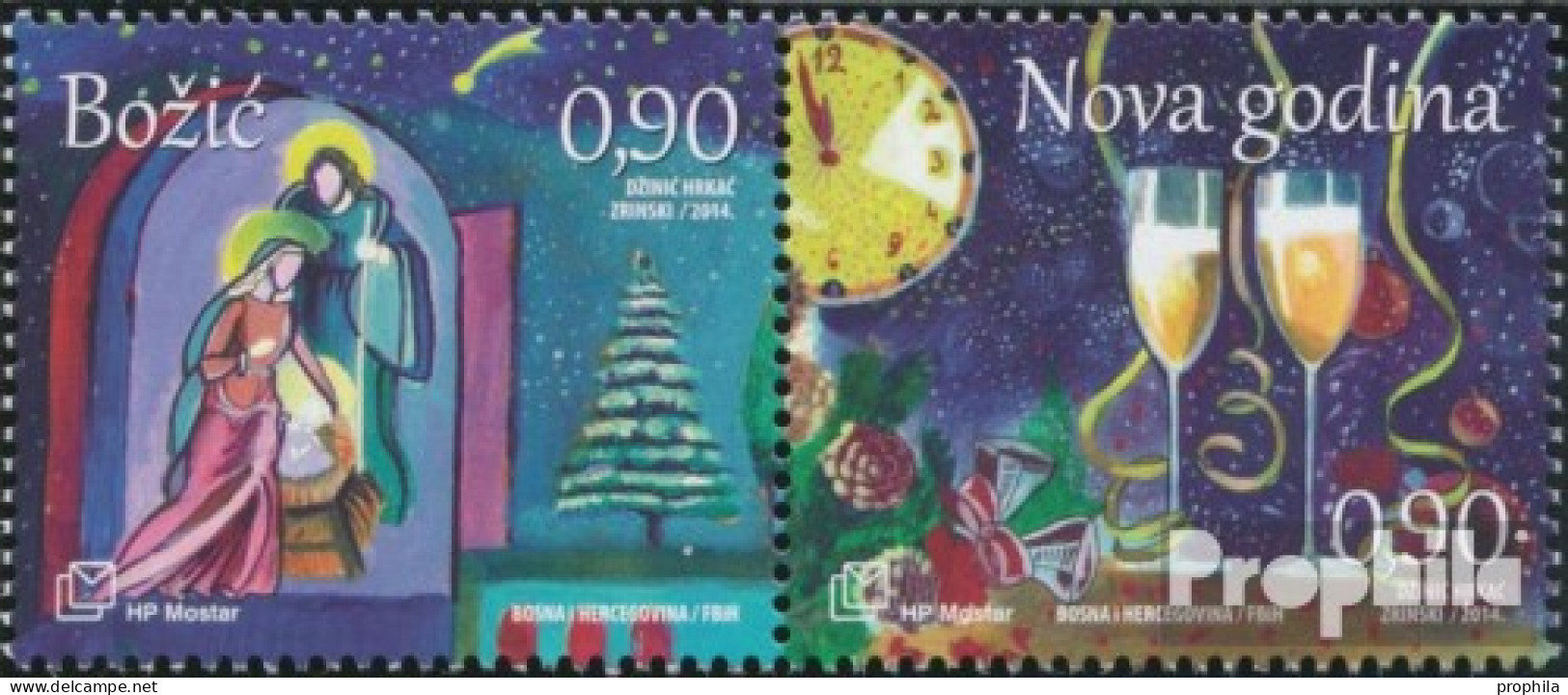 Bosnien - Kroat. Post Mostar 402-403 Paar (kompl.Ausg.) Postfrisch 2014 Weihnachten Und Neujahr - Bosnien-Herzegowina