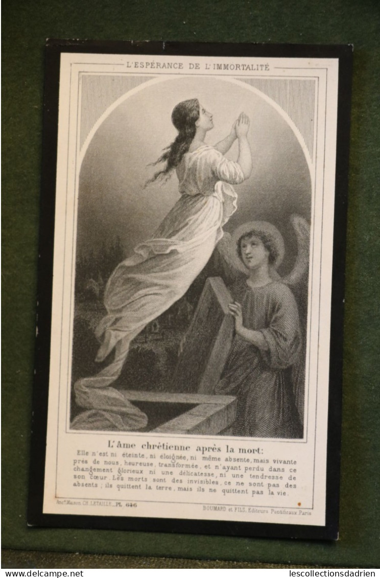 Image Mortuaire 1904 Madame Lettellier Née Goubert  -  Doodsprentje Bidprentje -  Ange Engel Angel - Esquela