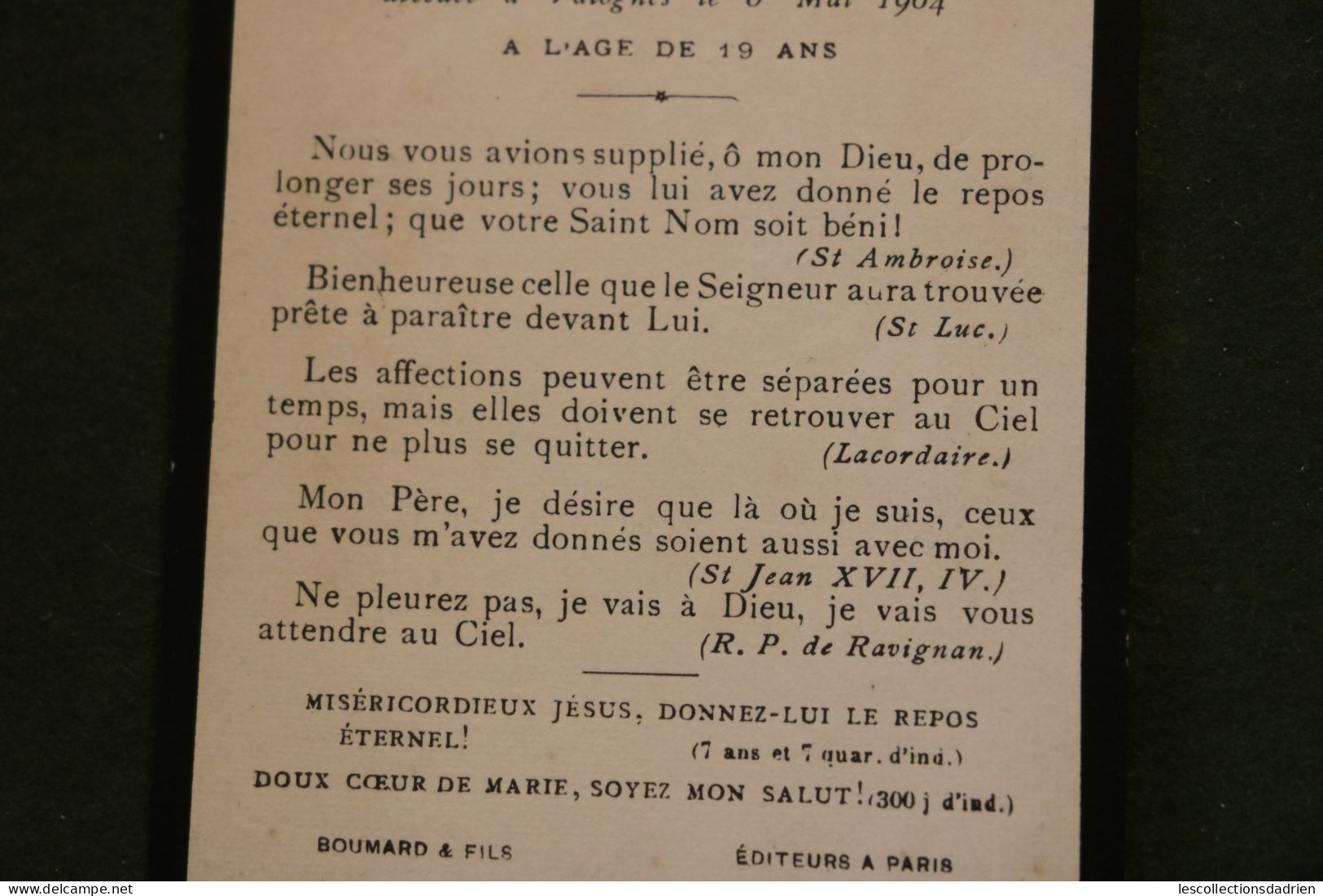 Image mortuaire 1904 Madame Lettellier née Goubert  -  doodsprentje Bidprentje -  ange engel angel