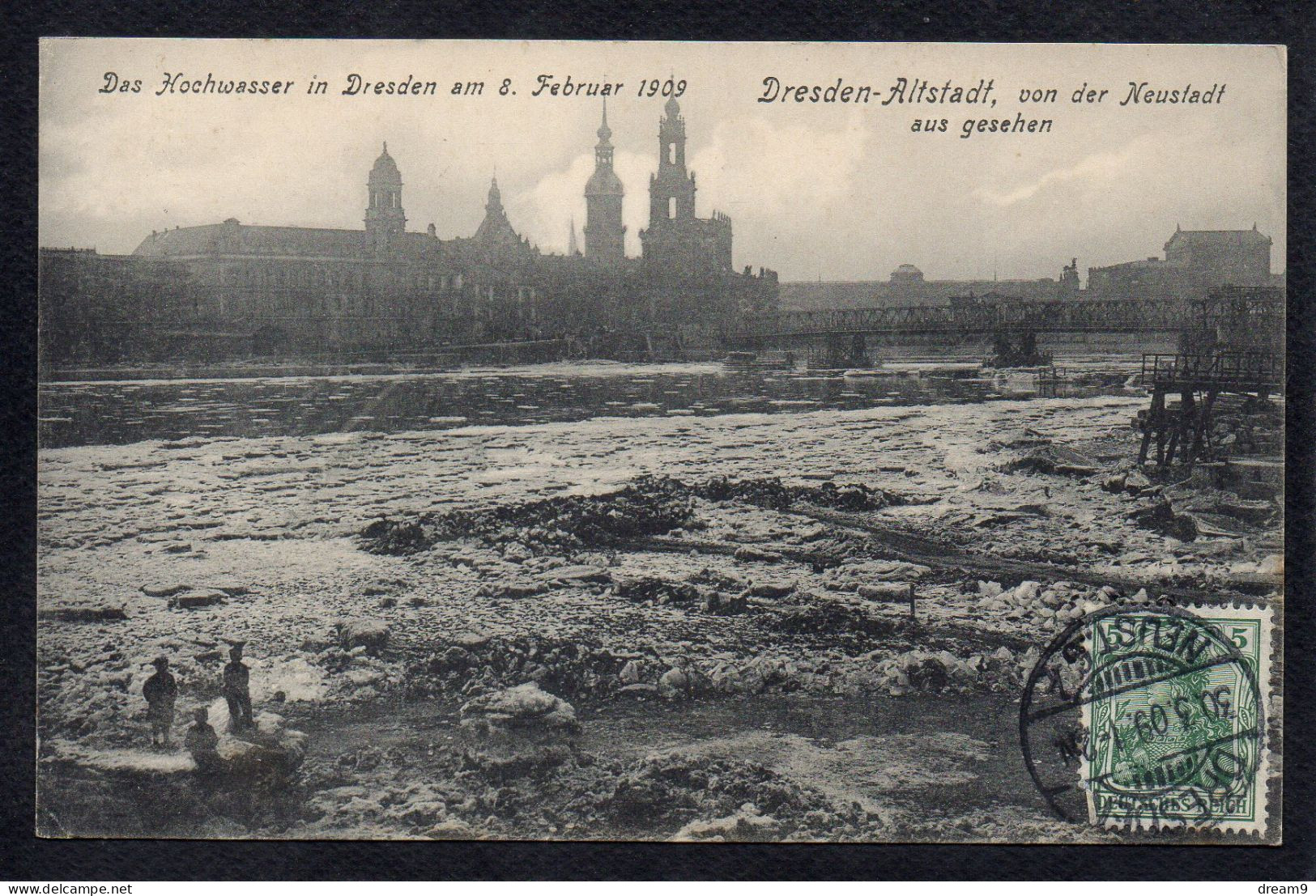 ALLEMAGNE - DRESDEN - ALTSTADT, Von Der Neustadt Aus Gesehen - Das Hochwasser In Dresden Am 8 Februar 1909 - Dresden