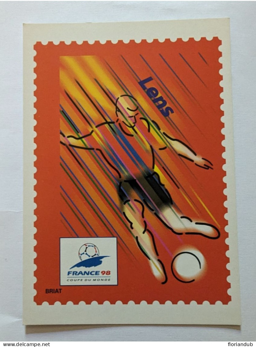 CP - Coupe Du Monde France Football 1998 Lens Port Prepayé La Poste Illustrateur Briat - Voetbal