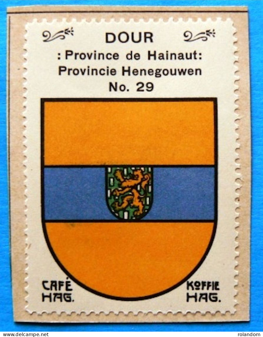 Hainaut N029 Dour Timbre Vignette 1930 Café Hag Armoiries Blason écu TBE - Thee & Koffie
