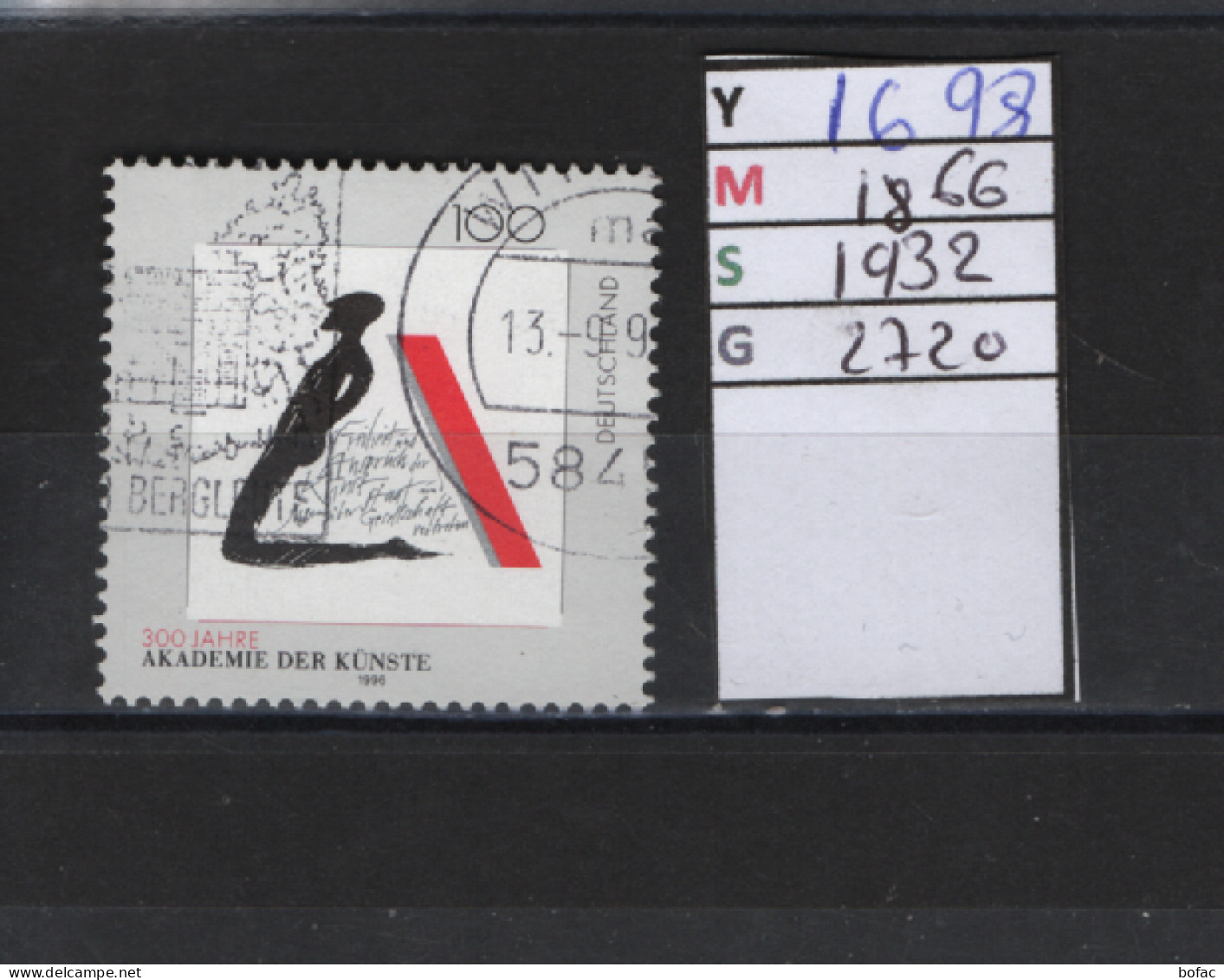 PRIX F. Obl 1698 YT 1866 MIC1932 SCO 2720 GIB Académie Des Beaux Arts Berlin 1996 75/13 - Usati