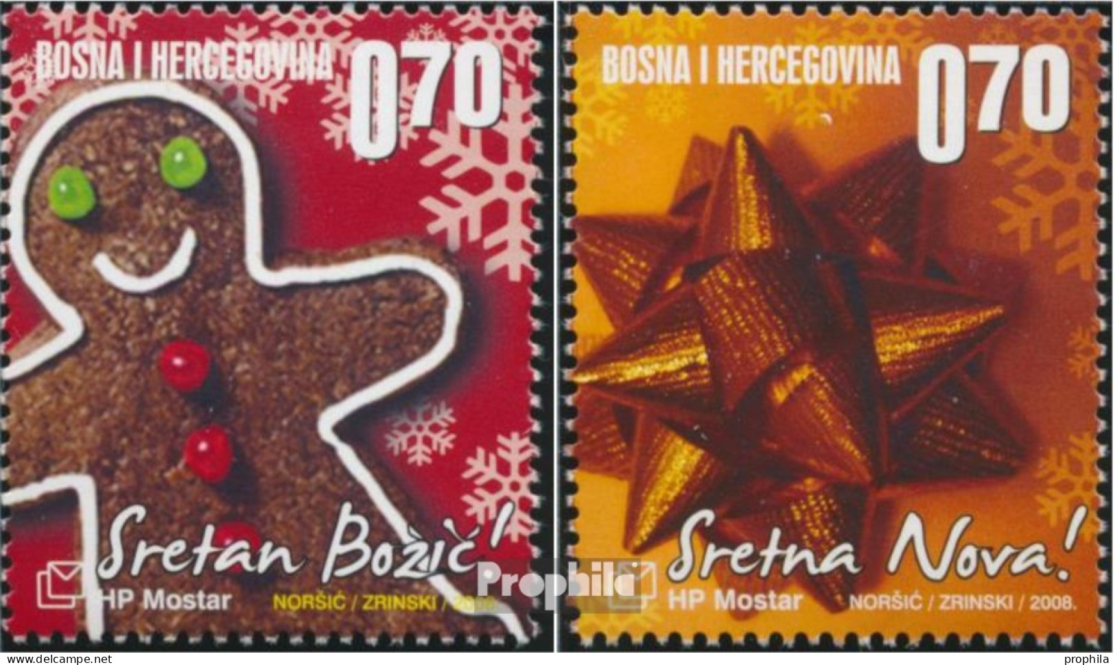 Bosnien - Kroat. Post Mostar 248-249 (kompl.Ausg.) Postfrisch 2008 Weihnachten Und Neujahr - Bosnien-Herzegowina