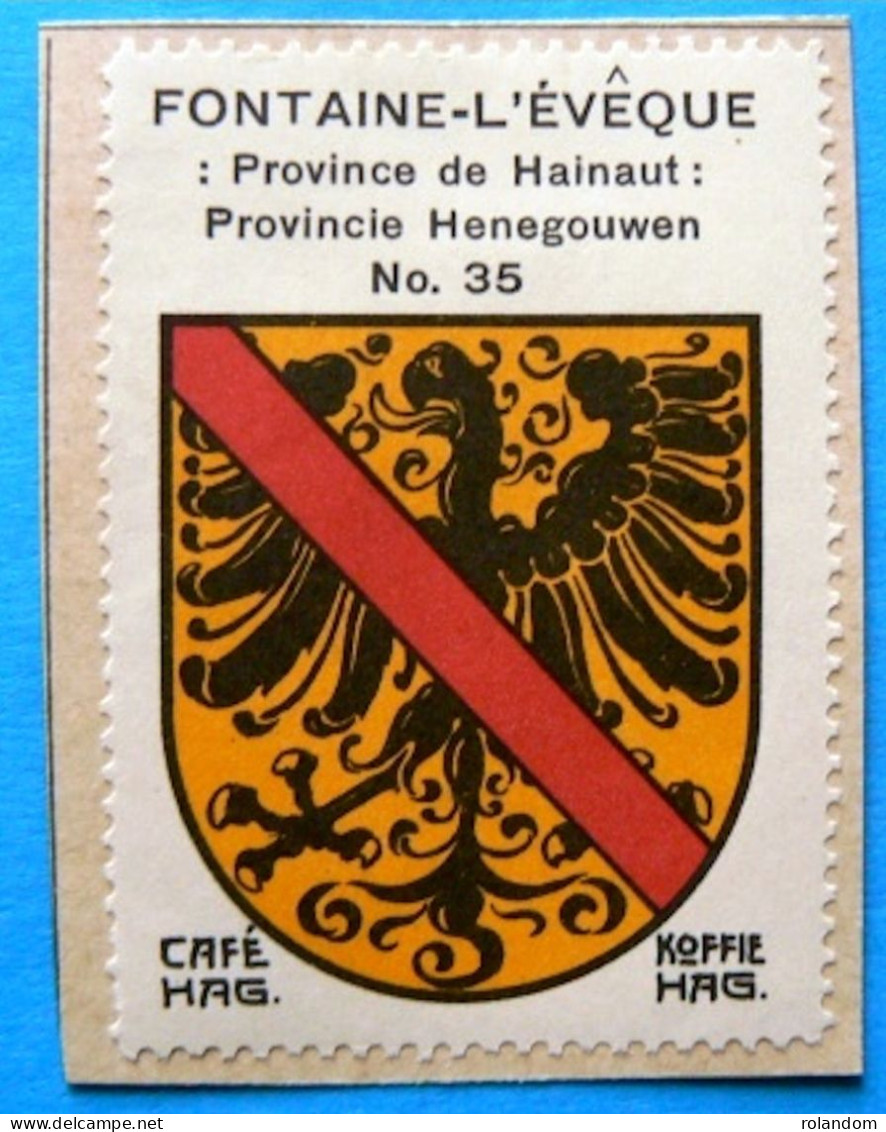 Hainaut N035 Fontaine-l'Eveque Timbre Vignette 1930 Café Hag Armoiries Blason écu TBE - Thee & Koffie