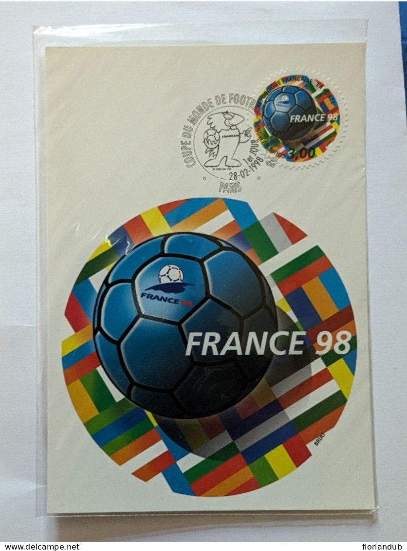 CP - Coupe Du Monde France Football 1998  Port Prépayé La Poste Illustrateur Briat Premier Jour - Calcio