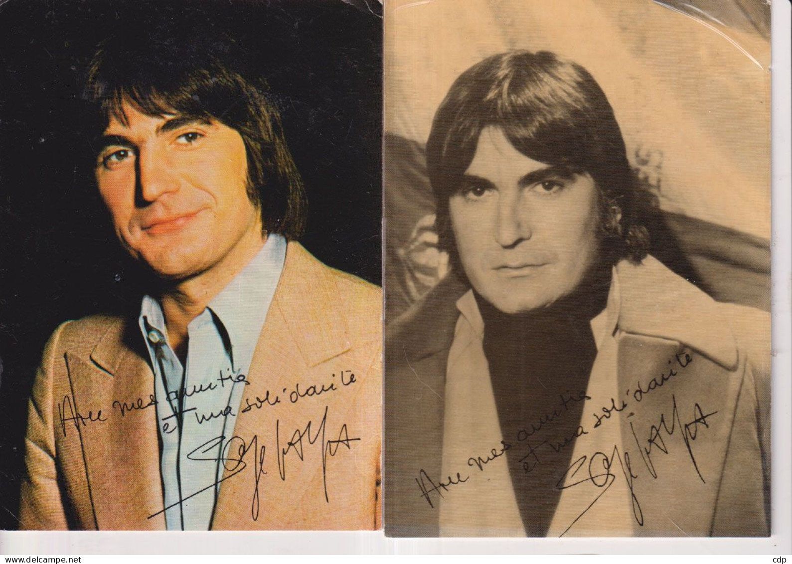 Lot 2 Cartes Serge Lama Avec Signatures - Entertainers