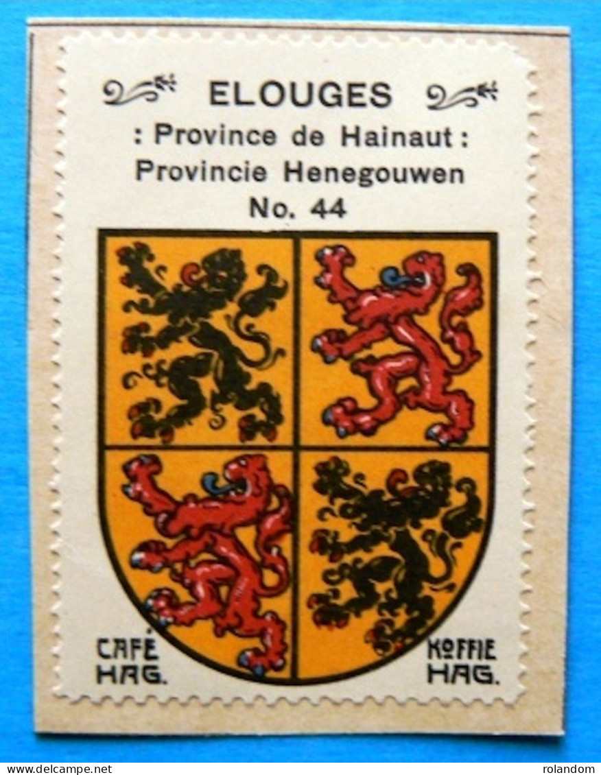 Hainaut N044 Elouges Dour Timbre Vignette 1930 Café Hag Armoiries Blason écu TBE - Thee & Koffie