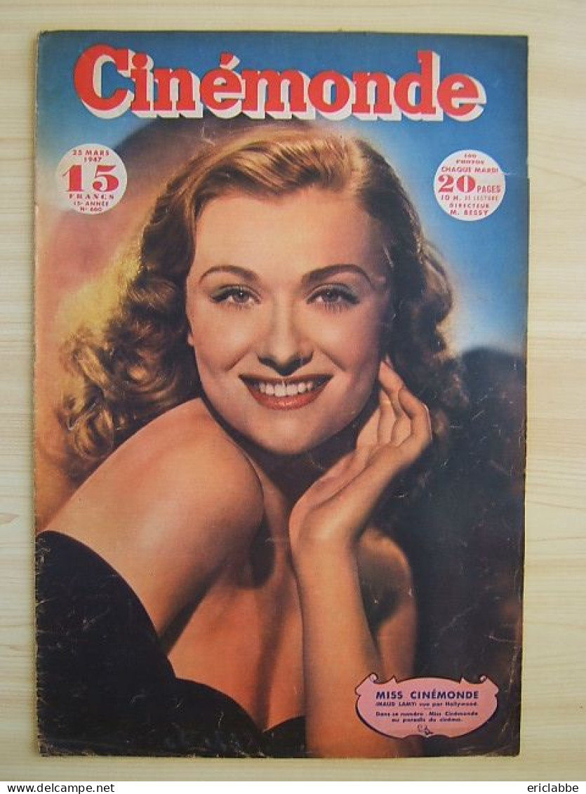 Cinémonde 1947 N°660 Maud Lamy, Miss Cinémonde-Louis Jouvet-Fernandel-Tyrolienne Hollywood - Cinéma/Télévision