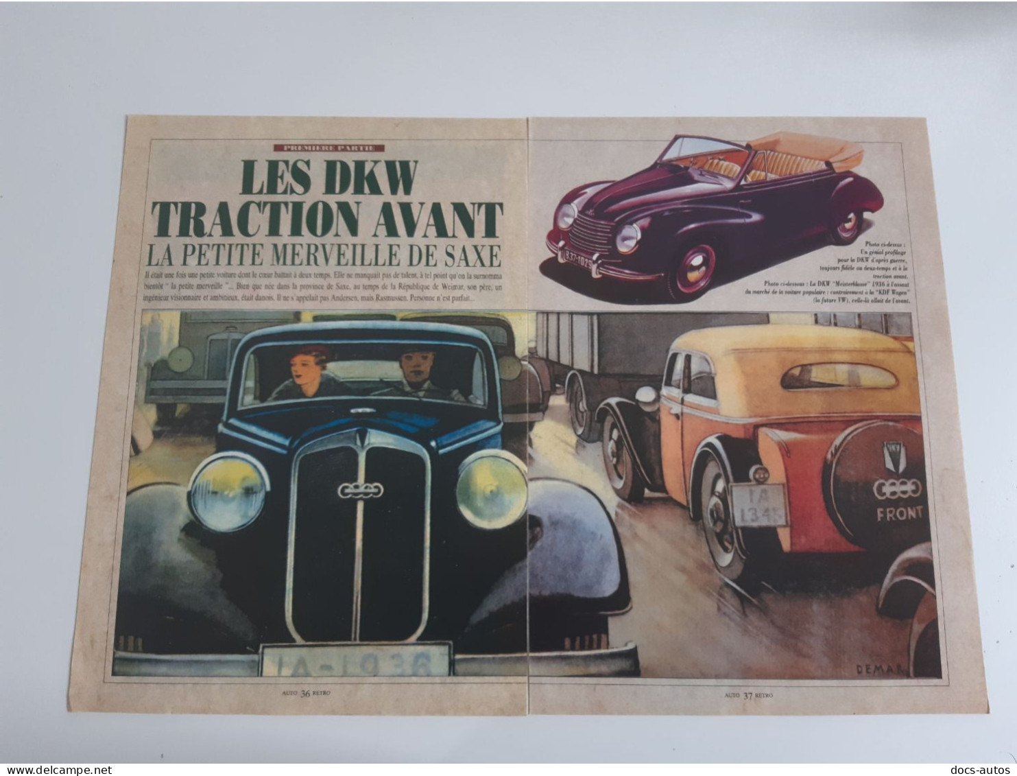 Coupure De Presse Automobile Les DKW Traction Avant - Automobili
