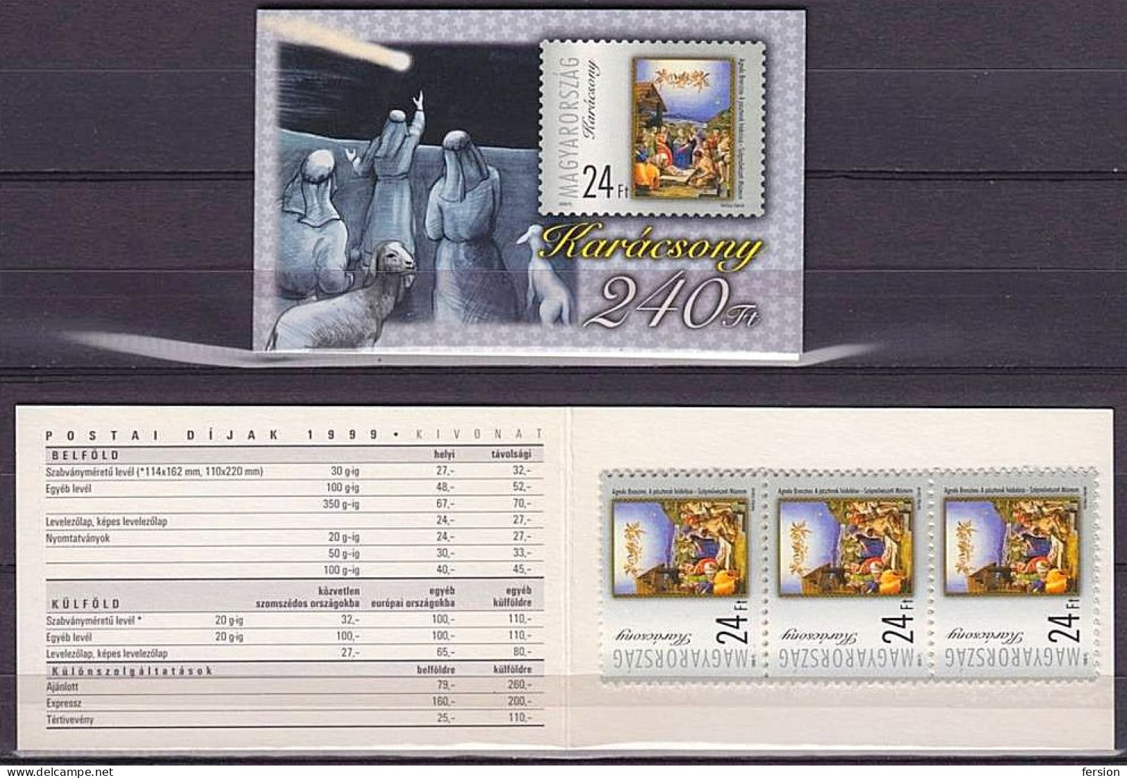 1999 Hungary CHRISTMAS Bethlehem BOOKLET 240 Ft Comet Three Kings Sheep Jesus Mary Agnolo Bronzino ITALY Renaissance - Cuadernillos