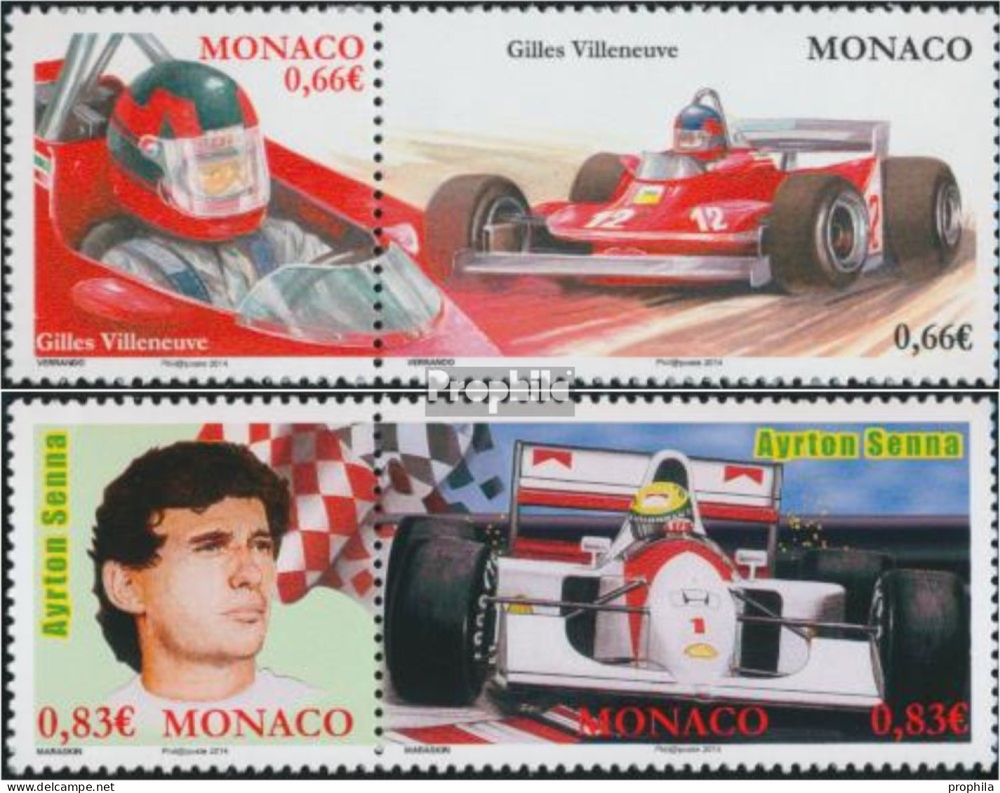 Monaco 3173-3176 Paare (kompl.Ausg.) Postfrisch 2014 Formel 1 Rennfahrer - Unused Stamps