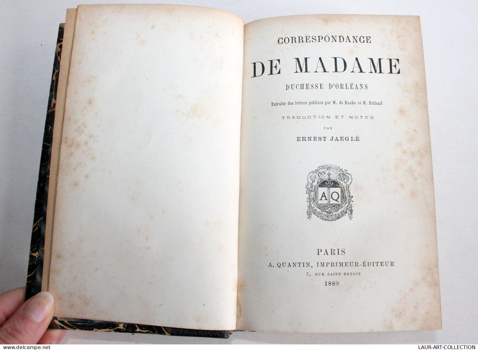 CORRESPONDANCE DE MADAME DUCHESSE D'ORLEANS, EXTRAIT RANKE + NOTE De JAEGLE 1880 / ANCIEN LIVRE XIXe SIECLE (1803.195) - 1801-1900