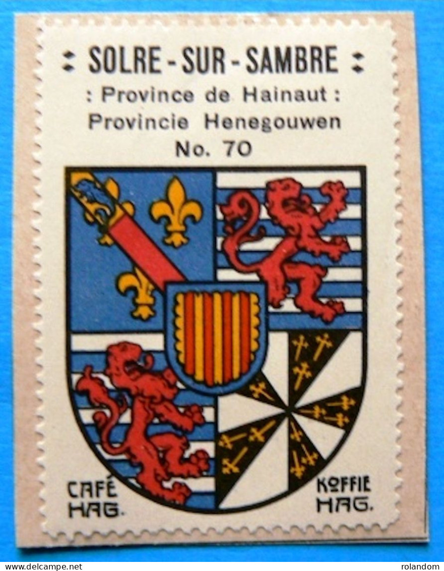 Hainaut N070 Solre-sur-Sambre Erquelinnes Timbre Vignette 1930 Café Hag Armoiries Blason écu TBE - Tè & Caffè