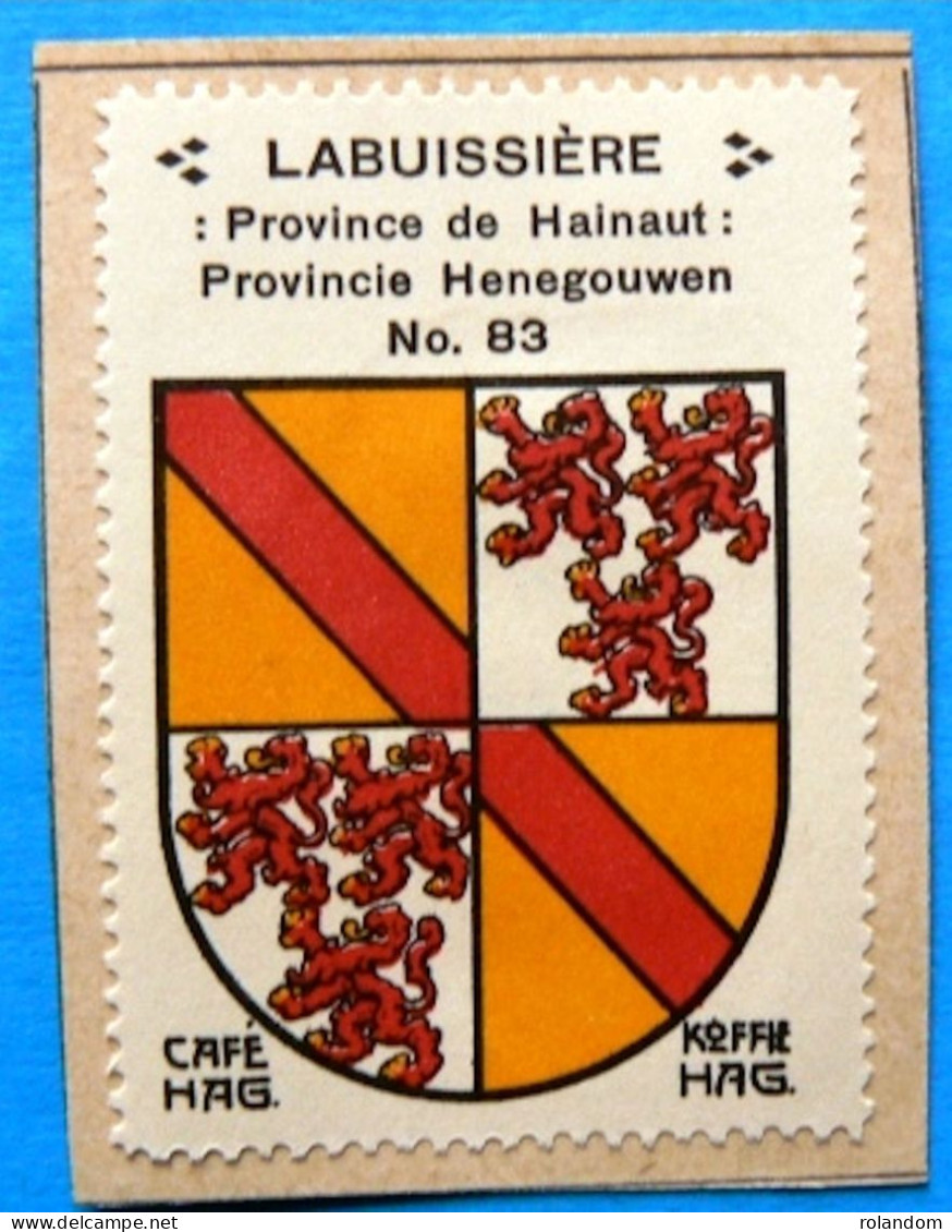 Hainaut N083 Labuissière Sars-la-Buissière Timbre Vignette 1930 Café Hag Armoiries Blason écu TBE - Tè & Caffè