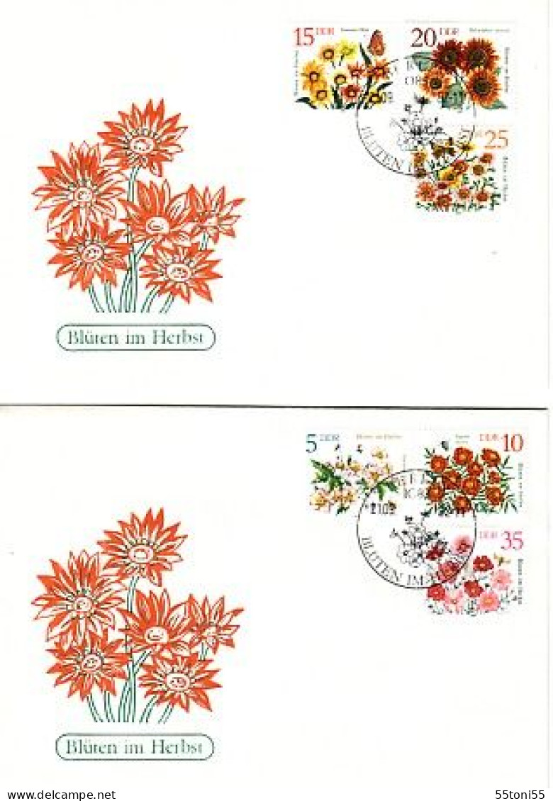 1982 Flora -AUTUMN FLOWERS 2 FDC DDR/Germany - Orchidées