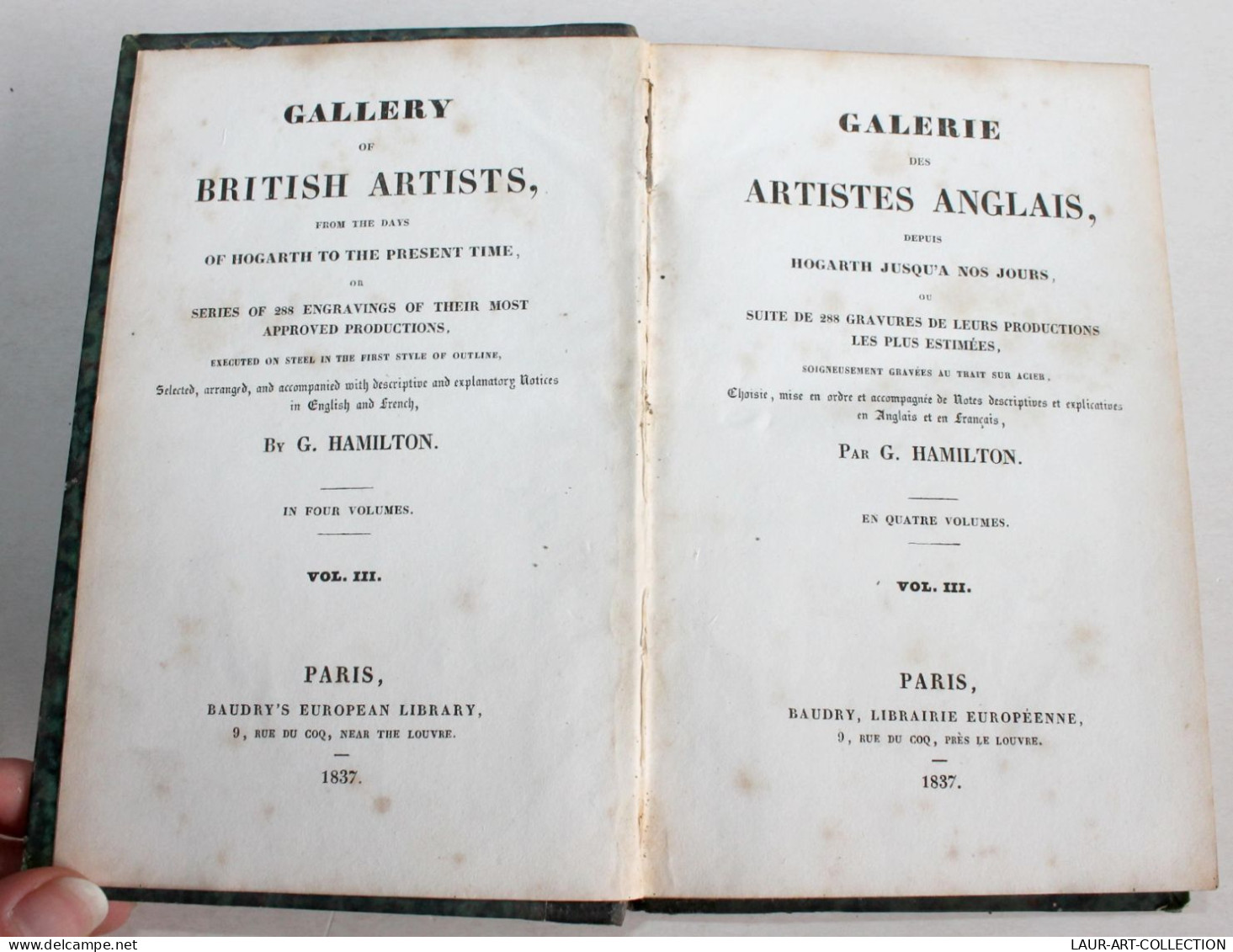 GALERIE DES ARTISTES ANGLAIS D'HOGARTH A NOS JOURS De HAMILTON 1837 FR & ANGLAIS / ANCIEN LIVRE XIXe SIECLE (1803.197) - Art