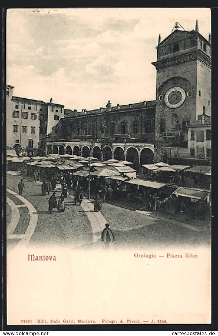 Cartolina Mantova, Orologio-Piazza Erbe  - Mantova