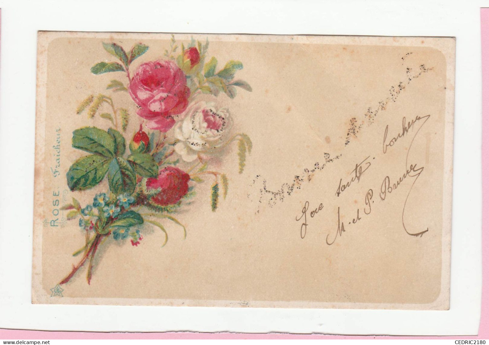 CARTE FLEURS ROSE FRAICHEUR - Blumen