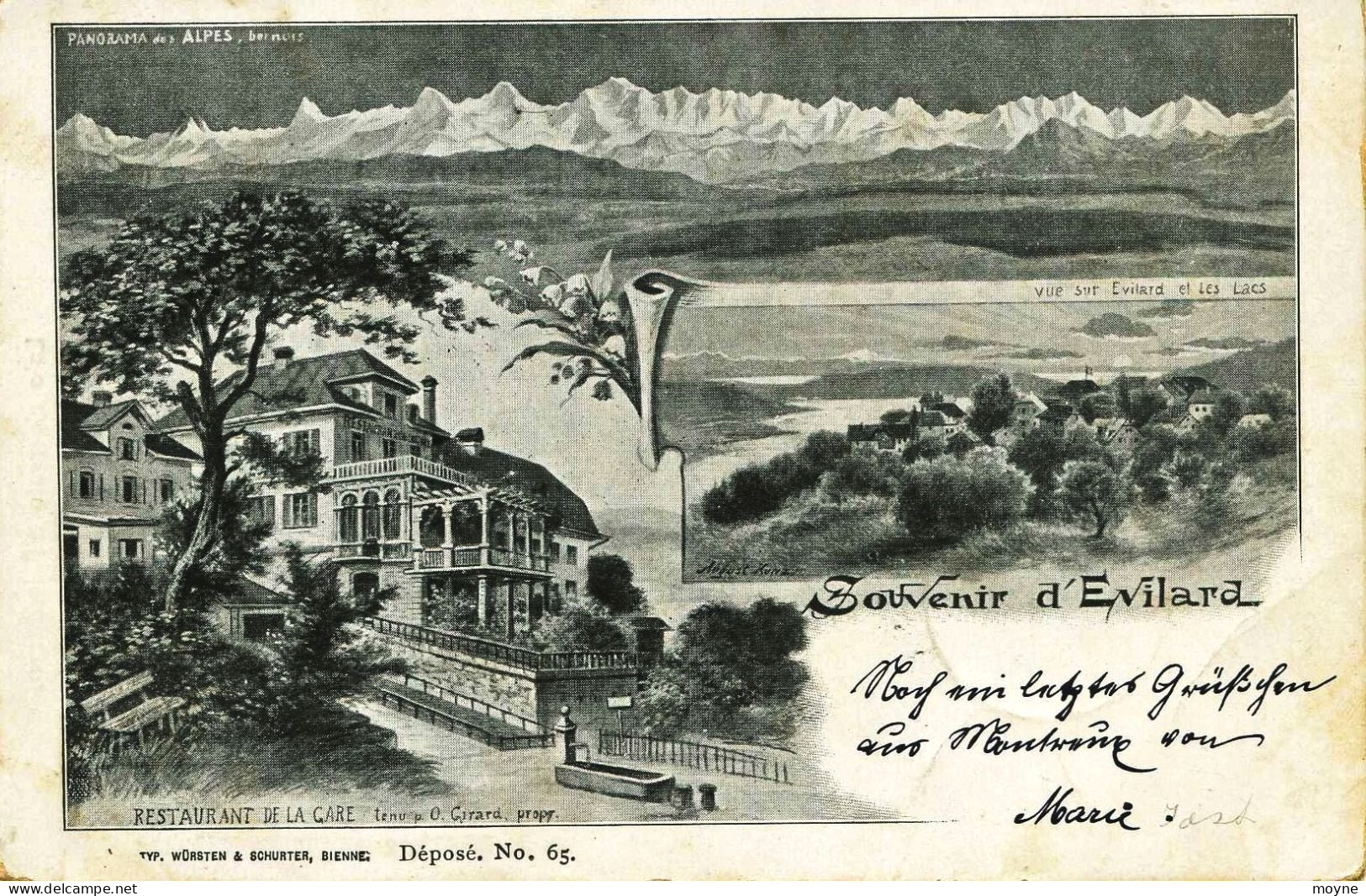 3516 - Suisse -  EVILARD  : Restaurant De La Gare , Propriétaire O. Girard -  Berne  -  - Circulée En 1901 - Bern