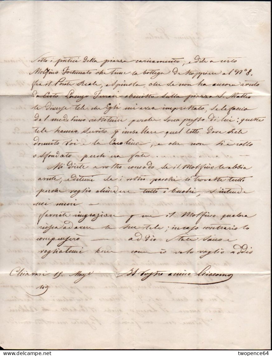 B13 - LETTERA  PREFILATELICA DA CHIAVARI A GENOVA 1849 - 1. ...-1850 Prefilatelia