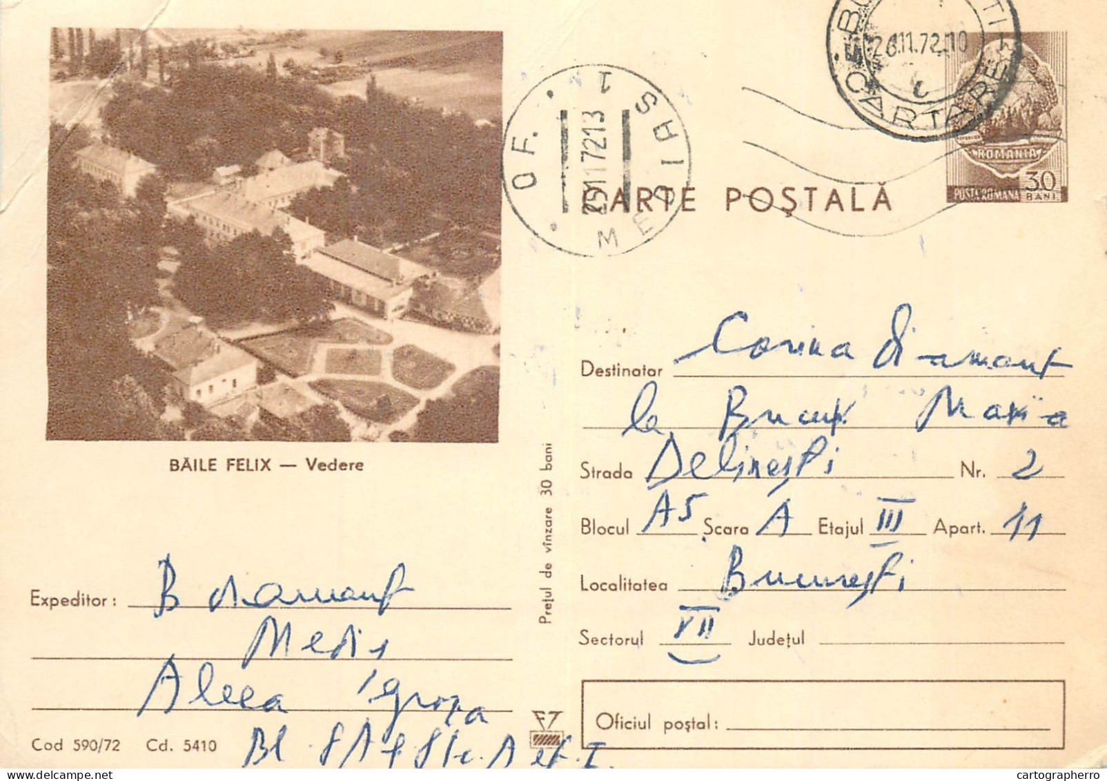 Postal Stationery Postcard Romania Baile Felix - Rumänien