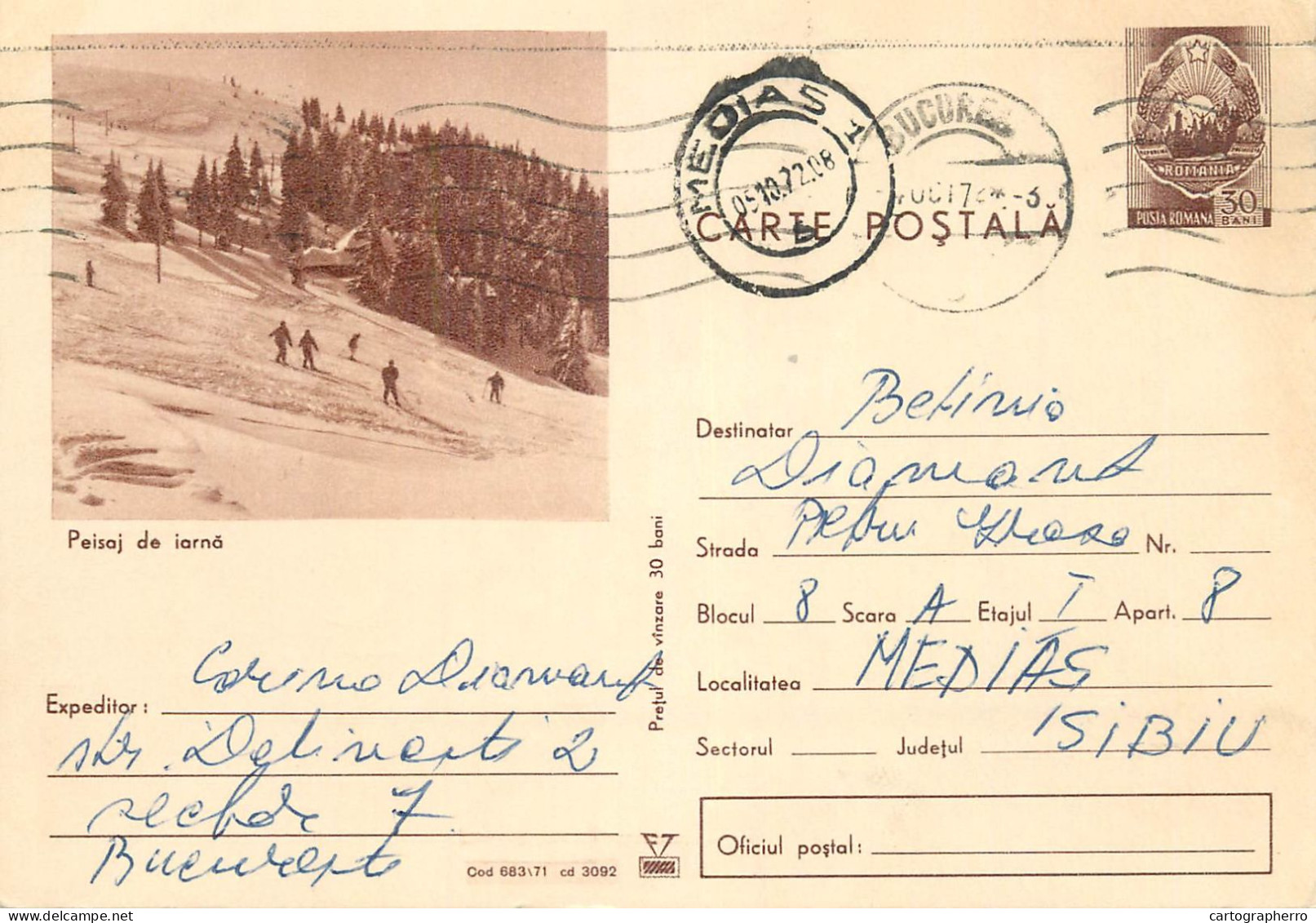 Postal Stationery Postcard Romania Winter Landscape - Rumänien